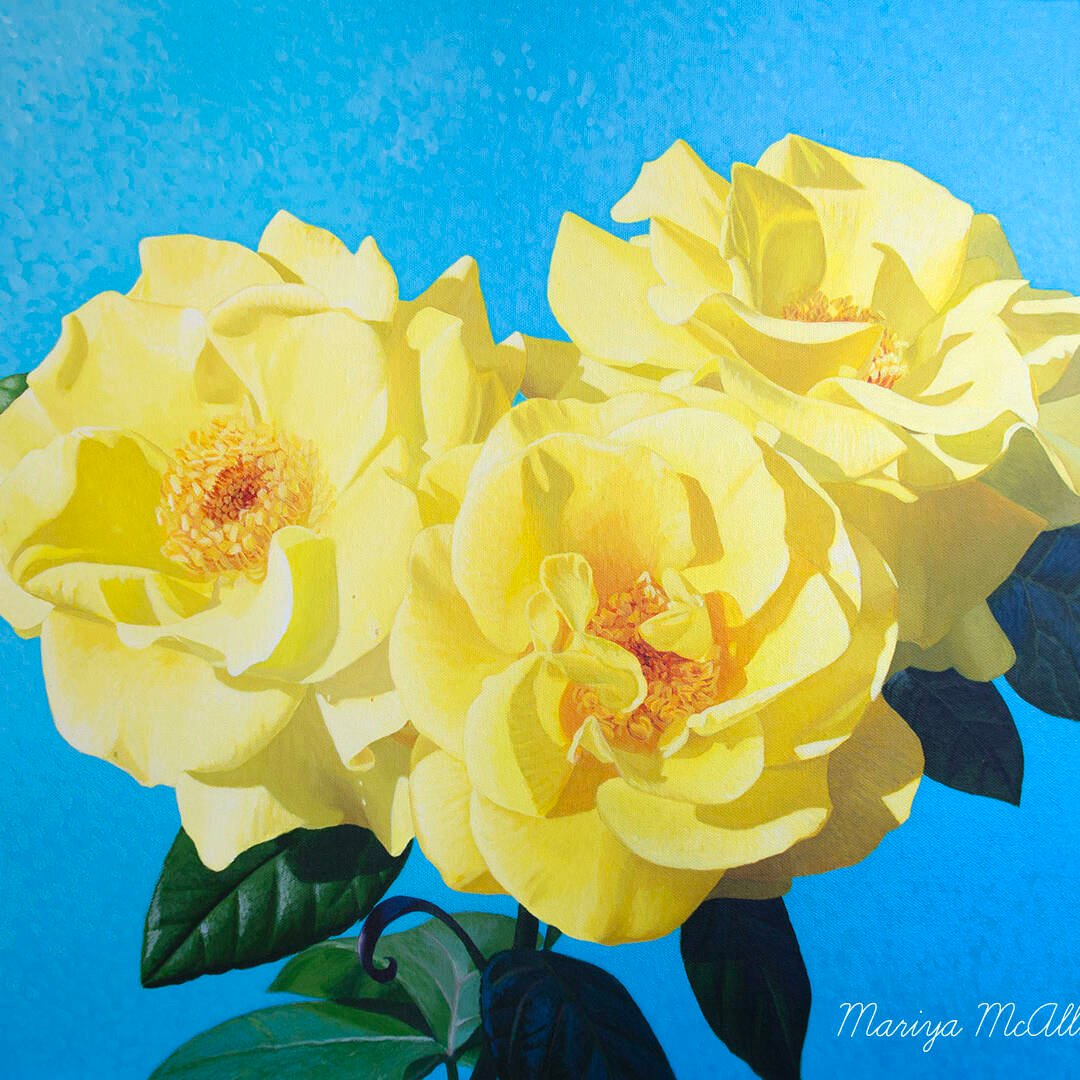 Original Painting of Golden Wedding Rose by Mariya McAllister